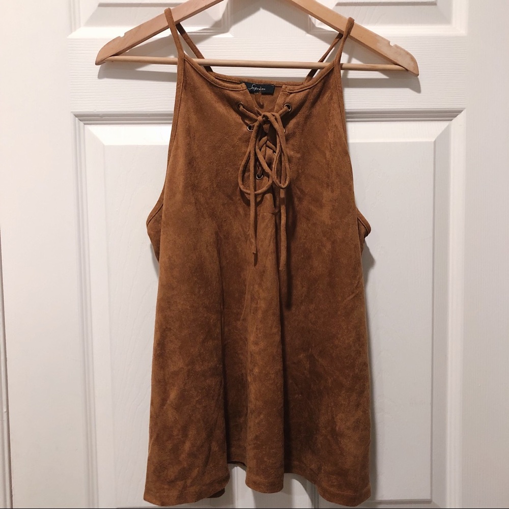 Suede Brown Mini Dress